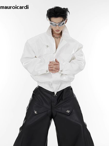 men's jackets mauroicardi spring autumn cool oversized white black shiny reflective metal pu leather jacket men luxury designer clothin, Black;brown
men's jackets mauroicardi spring autumn cool oversized white black shiny reflective metal pu leather jacket men luxury designer clothin, Black;brown