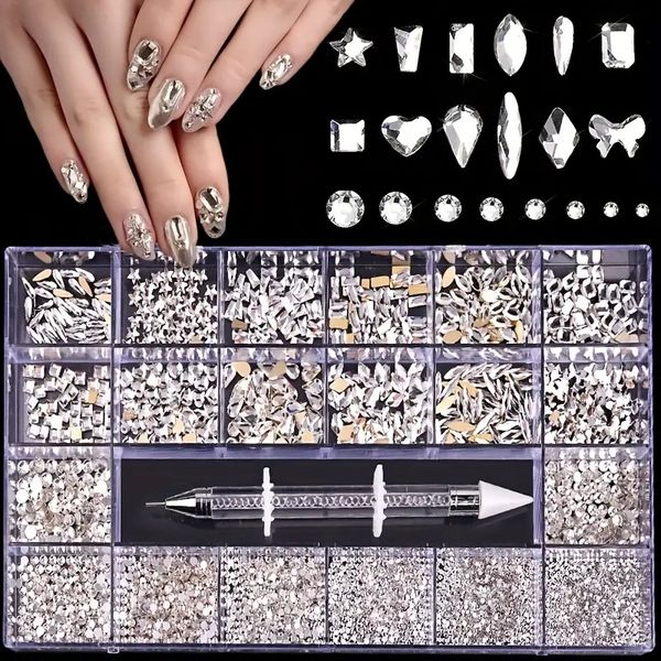 diy nail rhinestone kit - 21 grids of flat ab rhinestones for nail art, shoes, clothes, jewelry, and 3d decorations - includes drill pen
diy nail rhinestone kit - 21 grids of flat ab rhinestones for nail art, shoes, clothes, jewelry, and 3d decorations - includes drill pen