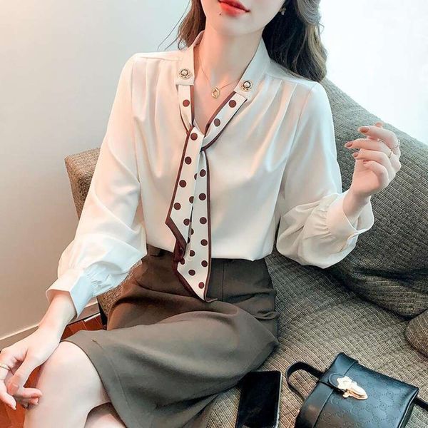 autumn korean style blouses all matching bowtie figure flattering long sleeved shirt for womens commutes top, White
autumn korean style blouses all matching bowtie figure flattering long sleeved shirt for womens commutes top, White