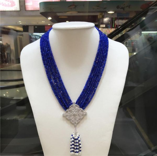 hand knotted natural 2x4mm blue stone multilayer white freshwater pearl zircon micro inlay accessories tassel necklace long 4550c7924771, Silver
hand knotted natural 2x4mm blue stone multilayer white freshwater pearl zircon micro inlay accessories tassel necklace long 4550c7924771, Silver