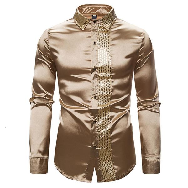 2020 new men's silk satin shiny shirts male slim fit long sleeve sequin patchwork party nightclub wedding shirt s-2xl222z, White;black
2020 new men's silk satin shiny shirts male slim fit long sleeve sequin patchwork party nightclub wedding shirt s-2xl222z, White;black