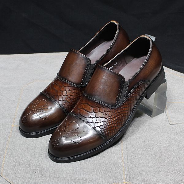 dress shoes luxury men's loafers genuine leather print slip on wedding office dress shoes for men solid cap toe casual basic shoes 2308, Black
dress shoes luxury men's loafers genuine leather print slip on wedding office dress shoes for men solid cap toe casual basic shoes 2308, Black