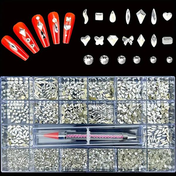 8600pcs nail art rhinestones kit - multi-shape glass crystal ab nail stones, diamond storage box & wax pen for nail art crafts
8600pcs nail art rhinestones kit - multi-shape glass crystal ab nail stones, diamond storage box & wax pen for nail art crafts