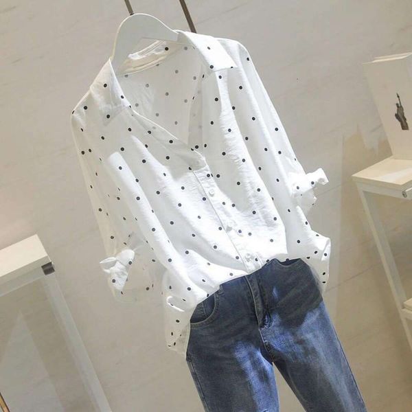 spring and summer blouses korean style fresh polka dot mid sleeved shirt for female students loose versatile, White
spring and summer blouses korean style fresh polka dot mid sleeved shirt for female students loose versatile, White