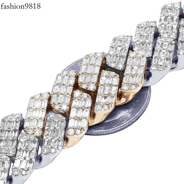 two-color heavy sterling sier gold plated emerald cut 52ct moissanite diamond cuban link necklace chain, Silver
two-color heavy sterling sier gold plated emerald cut 52ct moissanite diamond cuban link necklace chain, Silver
