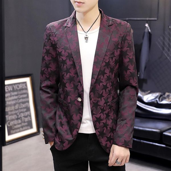 men's suits & blazers 2021 autumn blazer suit jacket korean version slim masculino star printing young fashion casual coat3389, White;black
men's suits & blazers 2021 autumn blazer suit jacket korean version slim masculino star printing young fashion casual coat3389, White;black