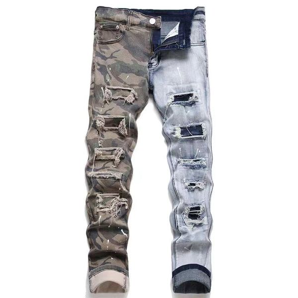 mens jeans high-end embroidered splash-ink jean men torn patch patch fashion designer elastic splash-ink new trend pants, Blue
mens jeans high-end embroidered splash-ink jean men torn patch patch fashion designer elastic splash-ink new trend pants, Blue