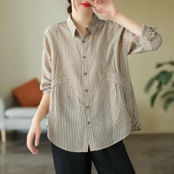 item title art style striped long sleeved shirt for women early autumn temperament age reducing slim looking, White
item title art style striped long sleeved shirt for women early autumn temperament age reducing slim looking, White