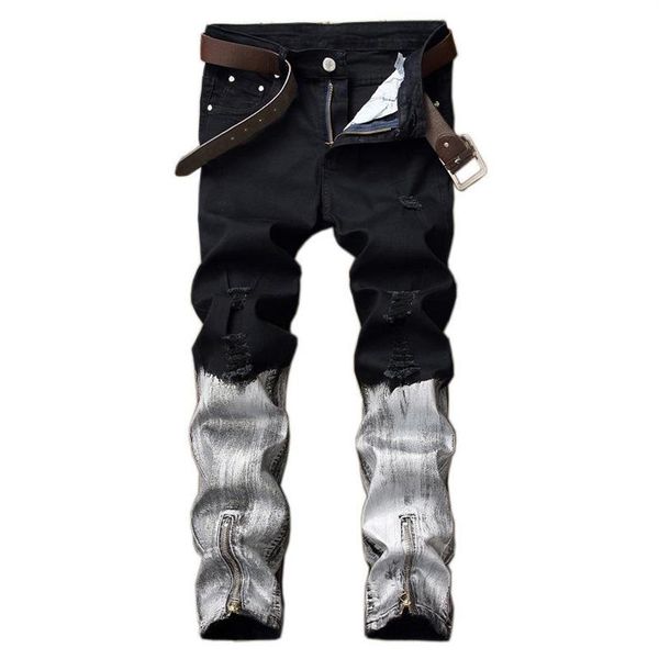 ripped men moto biker jeans straight slim fit denim pants patchwork fashion zippers high street distressed coated200y, Blue
ripped men moto biker jeans straight slim fit denim pants patchwork fashion zippers high street distressed coated200y, Blue
