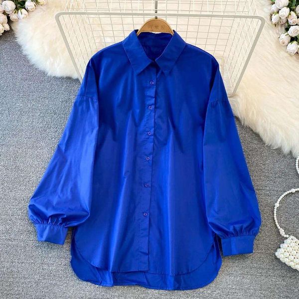 womens blouses spring and autumn style loose all matching long sleeved unsymmetrical, White
womens blouses spring and autumn style loose all matching long sleeved unsymmetrical, White