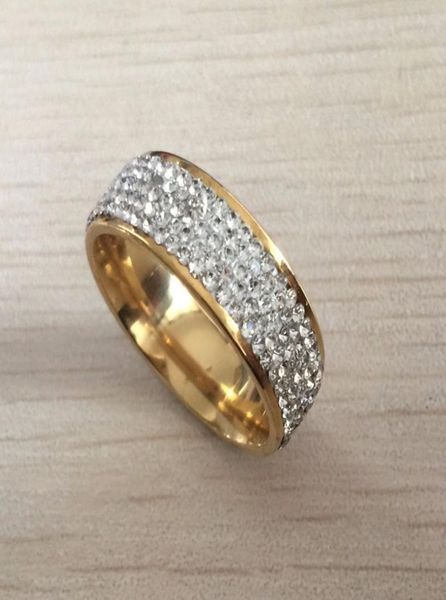 5 row crystal jewelry whole gold color stainless steel wedding rings usa size 7891011124440835, Silver
5 row crystal jewelry whole gold color stainless steel wedding rings usa size 7891011124440835, Silver