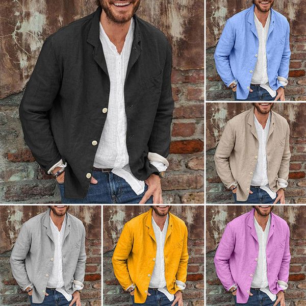 men's suits blazers casual solid men's suit blazer cotton linen coats spring summer fashion buttoned turn-down collar jacket vinta, White;black
men's suits blazers casual solid men's suit blazer cotton linen coats spring summer fashion buttoned turn-down collar jacket vinta, White;black