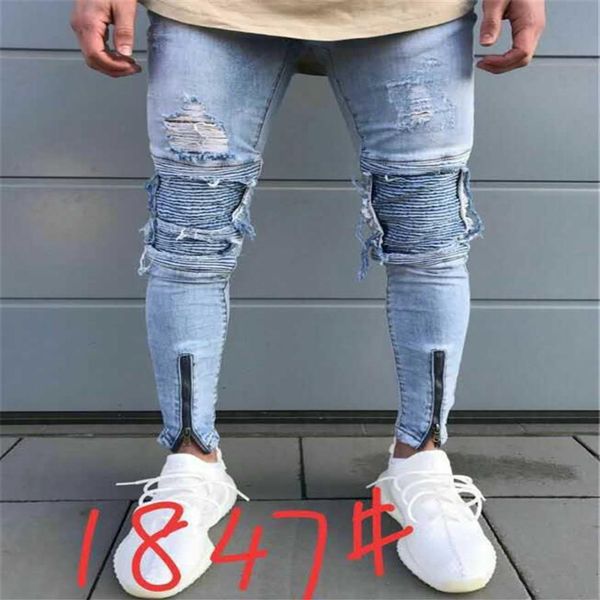 jeans men slim elastic skinny jeans men stretch ripped holes zipper motorcycle denim pants streetwear mens denim pants273i, Blue
jeans men slim elastic skinny jeans men stretch ripped holes zipper motorcycle denim pants streetwear mens denim pants273i, Blue