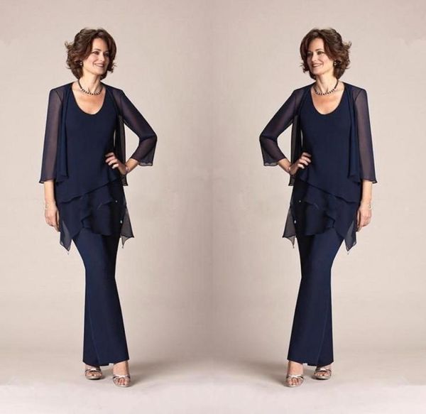 dark navy chiffon three pieces mother of the bride pant suits jackets trousers 34 long sleeves wedding party evening groom gowns 3034878, Black;red
dark navy chiffon three pieces mother of the bride pant suits jackets trousers 34 long sleeves wedding party evening groom gowns 3034878, Black;red