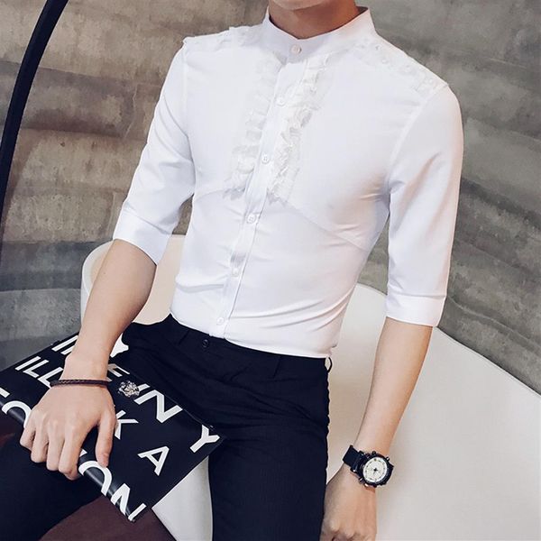 men's casual shirts stand collar lace shirt men fashion 2021 summer half sleeve mens all match streetwear party tuxedo dress266w, White;black
men's casual shirts stand collar lace shirt men fashion 2021 summer half sleeve mens all match streetwear party tuxedo dress266w, White;black