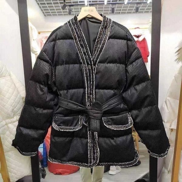 new upscale down jacket celebrity coat fashionable loose belt winter clothing warm white goose down, Black
new upscale down jacket celebrity coat fashionable loose belt winter clothing warm white goose down, Black