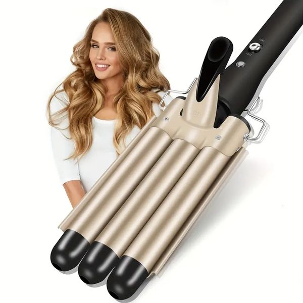 ceramic tourmaline triple barrel curling iron wand - dual voltage, temperature adjustable hair crimper for stylish waves and curls
ceramic tourmaline triple barrel curling iron wand - dual voltage, temperature adjustable hair crimper for stylish waves and curls