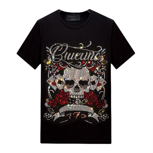 mens rhinestone short sleeved designer t-shirt summer crew neck shirts hip hop casual tee mercerized cotton s-6xl1765, White;black 
mens rhinestone short sleeved designer t-shirt summer crew neck shirts hip hop casual tee mercerized cotton s-6xl1765, White;black