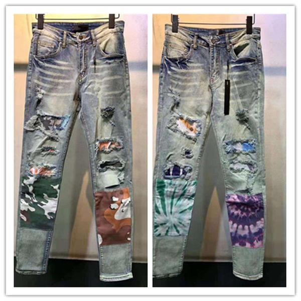 luxurys designer mens jeans fashion am-type casual camouflage patch skinny stretch men jean pencil ripped holes hip hop zipper den253m, Blue
luxurys designer mens jeans fashion am-type casual camouflage patch skinny stretch men jean pencil ripped holes hip hop zipper den253m, Blue