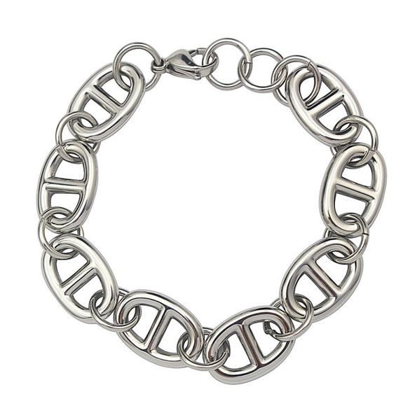 2017 new fashion design trendy stainless steel chainlink bracelet for women gift silver european style jewelry 22cm3704623, Black 
2017 new fashion design trendy stainless steel chainlink bracelet for women gift silver european style jewelry 22cm3704623, Black