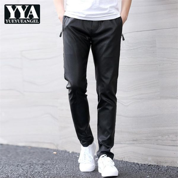 mens elastic waist pu leather harem pants straight casual streetwear slim fit trousers male big size faux leather black pants276l
mens elastic waist pu leather harem pants straight casual streetwear slim fit trousers male big size faux leather black pants276l