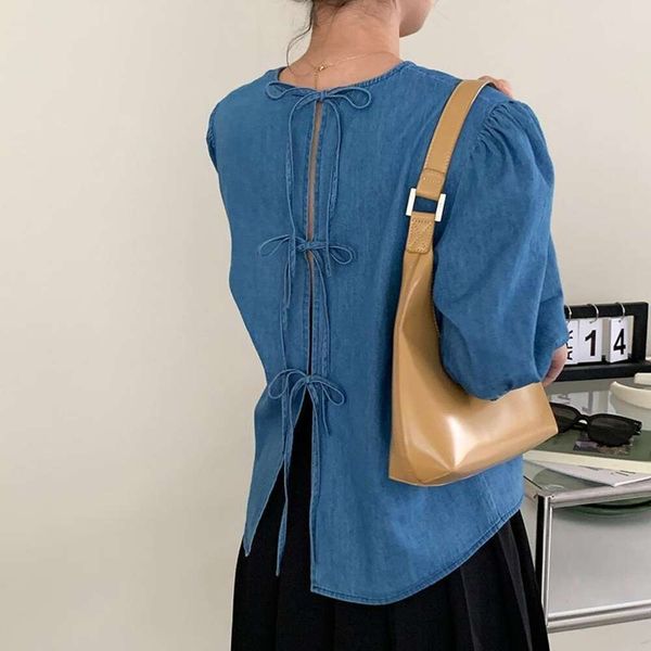 taochuan self stay blue shirts bubble sleeves careful machine cowboy shirt lace up behind women summer, White
taochuan self stay blue shirts bubble sleeves careful machine cowboy shirt lace up behind women summer, White