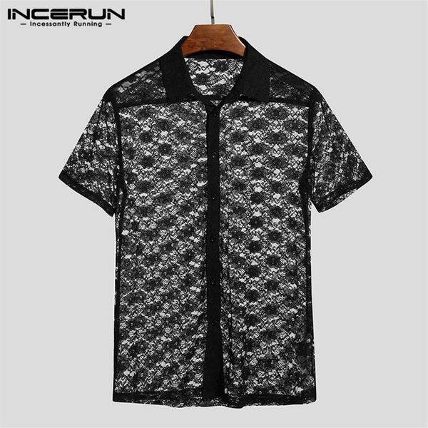 incerun summer men lace shirt solid color transparent short sleeve lapel party nightclub shirts men casual slim mesh camisa 2020299n, White;black
incerun summer men lace shirt solid color transparent short sleeve lapel party nightclub shirts men casual slim mesh camisa 2020299n, White;black