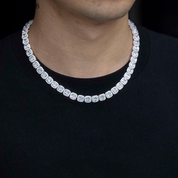 fashion necklace 10mm sterling sier d color vvs moissanite diamond cushion tennis chain jewelry custom, Silver
fashion necklace 10mm sterling sier d color vvs moissanite diamond cushion tennis chain jewelry custom, Silver