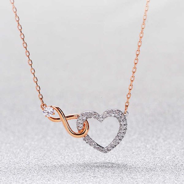 

Designer Rovski luxury top jewelry accessories Classic Love Eternal Heart shaped Pendant Necklace Women's Versatile Collar Chain High Edition Necklace Ornament