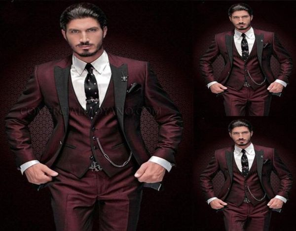 burgundy mens 3 piece suits black peaked lapel slim fit groom wedding tuxedos groomsman formal prom suit jacketpantsvest6992788, Black;gray
burgundy mens 3 piece suits black peaked lapel slim fit groom wedding tuxedos groomsman formal prom suit jacketpantsvest6992788, Black;gray