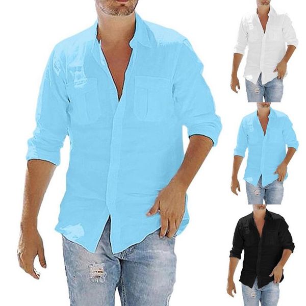 men's casual shirts 2021 blouse cotton linen shirt loose long sleeve retro pocket solid color plus size 5xl278m, White;black
men's casual shirts 2021 blouse cotton linen shirt loose long sleeve retro pocket solid color plus size 5xl278m, White;black