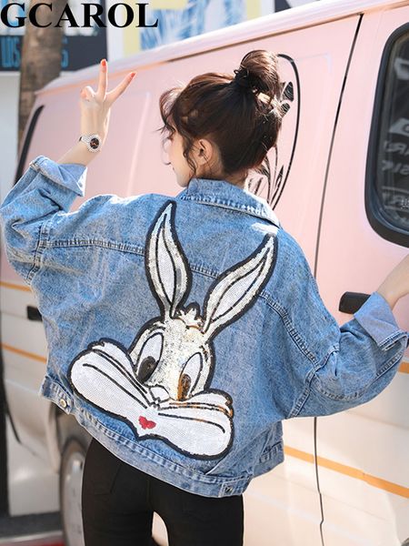 men's hoodies sweatshirts gcarol women cartoon sequined shine denim jacket loose preppy style embroidered oversize short coat character, Black
men's hoodies sweatshirts gcarol women cartoon sequined shine denim jacket loose preppy style embroidered oversize short coat character, Black