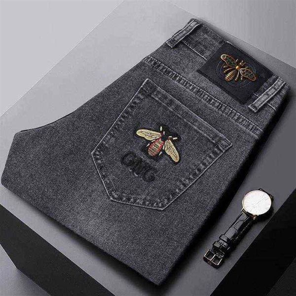 and spring summer jeans young men's embroidered slim fit small foot elastic casual trend pants271q, Blue
and spring summer jeans young men's embroidered slim fit small foot elastic casual trend pants271q, Blue