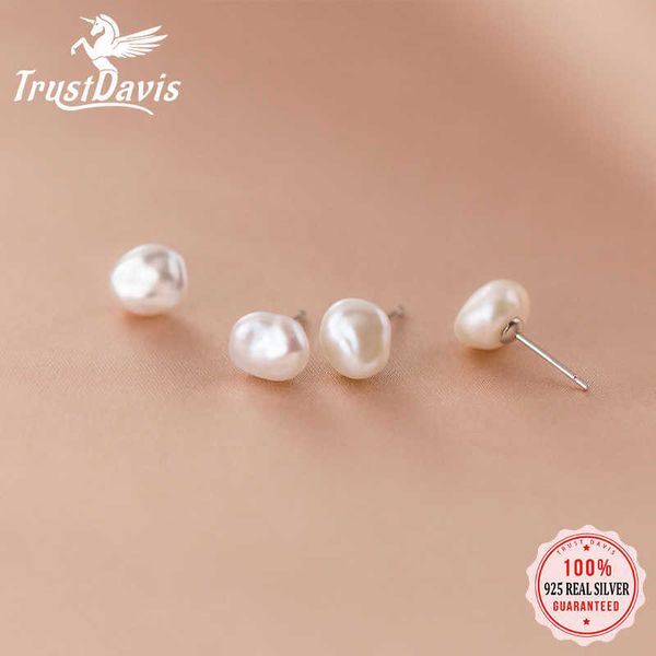 trustdavis authentic 925 sterling silver sweet irregular baroque pearl stud earrings for women wedding party fine jewelry da1224
trustdavis authentic 925 sterling silver sweet irregular baroque pearl stud earrings for women wedding party fine jewelry da1224