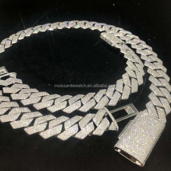 custom hip hop 20mm sterling sier handmade 4-row vvs moissanite diamond iced diamond cuban chain necklace, Silver
custom hip hop 20mm sterling sier handmade 4-row vvs moissanite diamond iced diamond cuban chain necklace, Silver