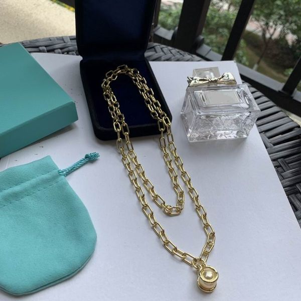 2023 lovely cute pendant necklaces long gold thick stainless steel chain pearl design women necklace with dust bag and box, Silver
2023 lovely cute pendant necklaces long gold thick stainless steel chain pearl design women necklace with dust bag and box, Silver
