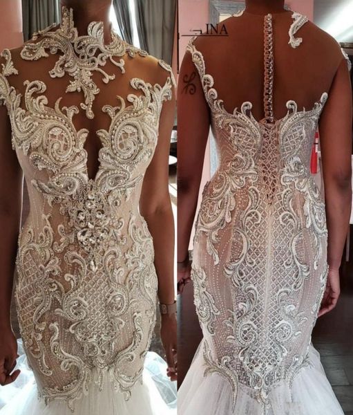 2020 exquisite heavy handwork mermaid wedding dresses beaded crystal high neck bridal gowns vestidos de novia plus size covered bu3815658, White
2020 exquisite heavy handwork mermaid wedding dresses beaded crystal high neck bridal gowns vestidos de novia plus size covered bu3815658, White