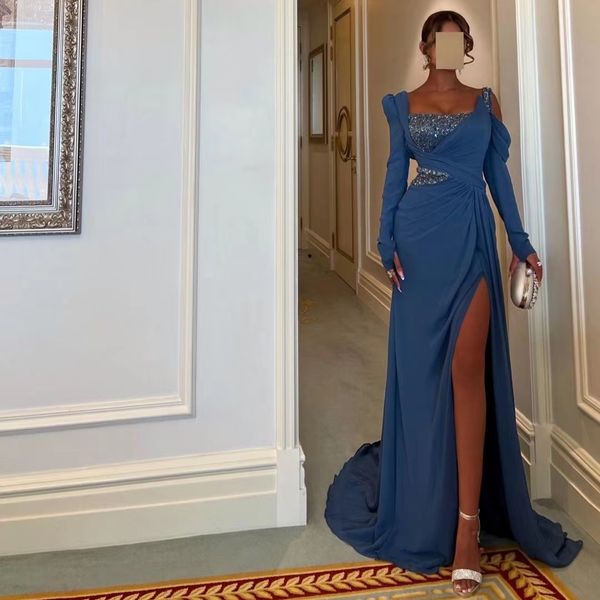 square neck evening dresses beaded backless ruched formal gown side split satin womens special occasion dress, Black;red
square neck evening dresses beaded backless ruched formal gown side split satin womens special occasion dress, Black;red
