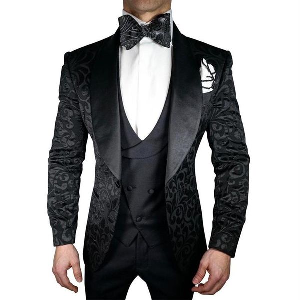 men's suits & blazers jacket pants vest handsome black jacquard 3 piece groom tuexdos for wedding formal prom suit party ev240h, White;black
men's suits & blazers jacket pants vest handsome black jacquard 3 piece groom tuexdos for wedding formal prom suit party ev240h, White;black