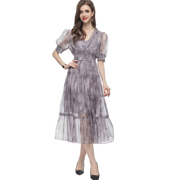 women's runway dresses v neck short sleeves tiered ruffles printed elegant high street vestidos, Black
women's runway dresses v neck short sleeves tiered ruffles printed elegant high street vestidos, Black