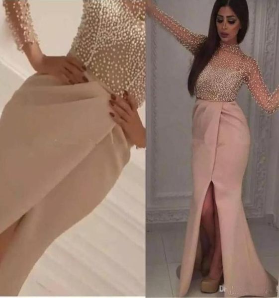 front slit beading pearls african evening dresses sheer long sleeve pink satin formal party gowns high neck arabic prom dress6859094, Black;red
front slit beading pearls african evening dresses sheer long sleeve pink satin formal party gowns high neck arabic prom dress6859094, Black;red