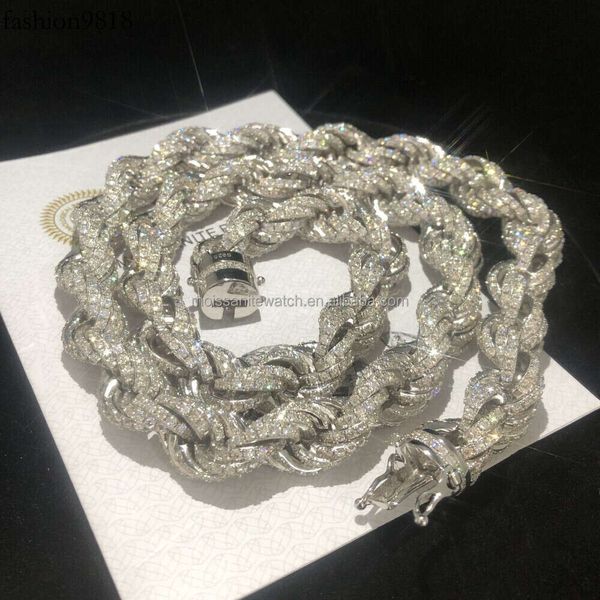 wholesale jewelry hip hop necklace s sier moissanite 12mm fried dough twists chain hip hop men's necklace, Silver
wholesale jewelry hip hop necklace s sier moissanite 12mm fried dough twists chain hip hop men's necklace, Silver