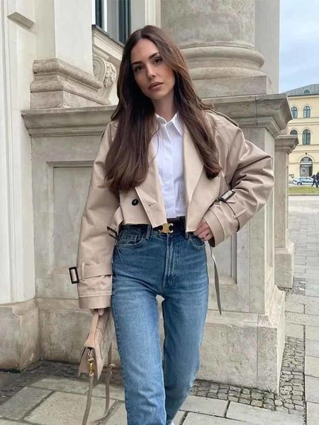 women's trench coats traf women 2023 fashion loose cropped cut out style coat vintage long sleeve female outerwear chic overcoat 230812, Tan;black
women's trench coats traf women 2023 fashion loose cropped cut out style coat vintage long sleeve female outerwear chic overcoat 230812, Tan;black
