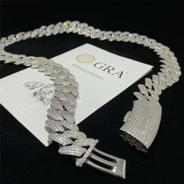 20mm 3 row moissanite vvs diamond miami cuban link chain solid sier iced out moissanite cuban necklace curved clasp chain, Silver
20mm 3 row moissanite vvs diamond miami cuban link chain solid sier iced out moissanite cuban necklace curved clasp chain, Silver