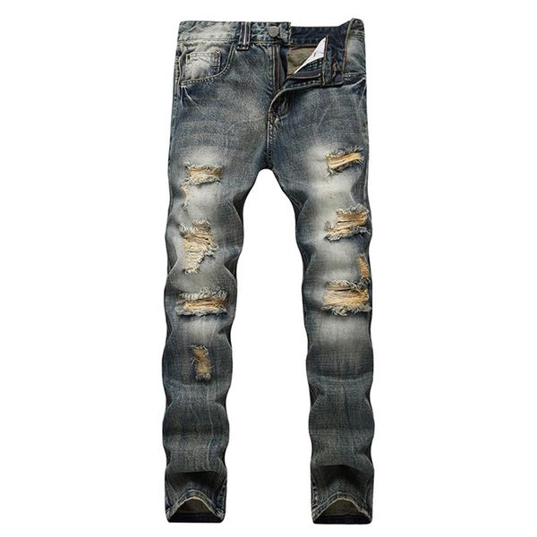 men straight jeans hole pants brand motorcycle jeans rock ripped hip hop men casual denim distressed plus size237v, Blue
men straight jeans hole pants brand motorcycle jeans rock ripped hip hop men casual denim distressed plus size237v, Blue
