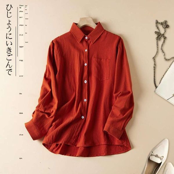 womens cotton and linen long sleeved shirt spring autumn korean style loose skin covering slim showing large sized, White
womens cotton and linen long sleeved shirt spring autumn korean style loose skin covering slim showing large sized, White