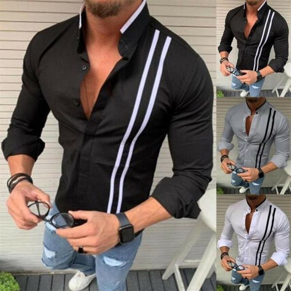 men's slim fit shirt long sleeve turndown collar striped stylish luxury formal casual shirt 273x, White;black
men's slim fit shirt long sleeve turndown collar striped stylish luxury formal casual shirt 273x, White;black