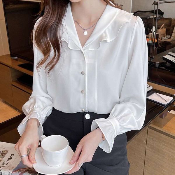 autumn design niche chiffon white shirt womens long sleeved professional clothing 
autumn design niche chiffon white shirt womens long sleeved professional clothing