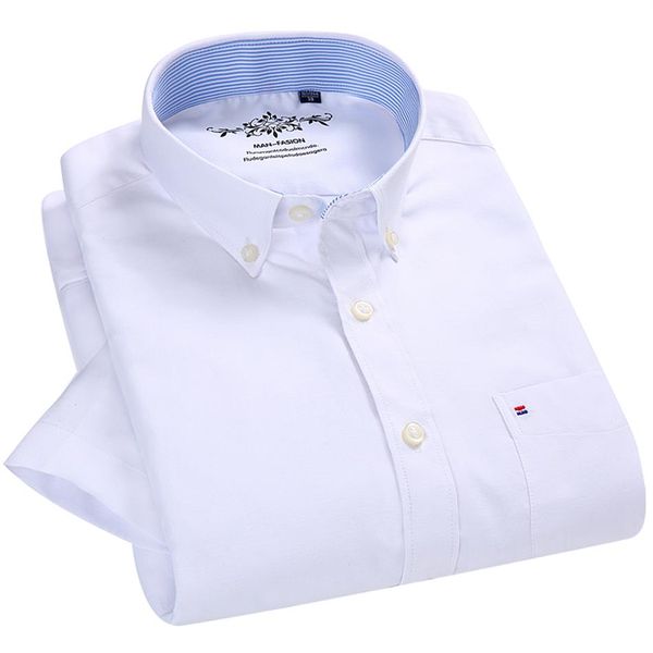 men's standard-fit short sleeve solid oxford shirts patch single chest pocket breath comfortable quality button-down shi2367, White;black
men's standard-fit short sleeve solid oxford shirts patch single chest pocket breath comfortable quality button-down shi2367, White;black