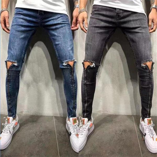 fashion men's jeans hole ripped zipper high waist stretch skinny denim trousers casual skinny pencil pants291f, Blue
fashion men's jeans hole ripped zipper high waist stretch skinny denim trousers casual skinny pencil pants291f, Blue